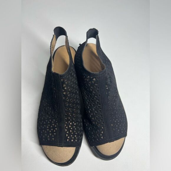 American Eagle Black Vista Hooded Block Heel Slingback Open Toe Shoes Size 8,5 - Picture 5 of 11